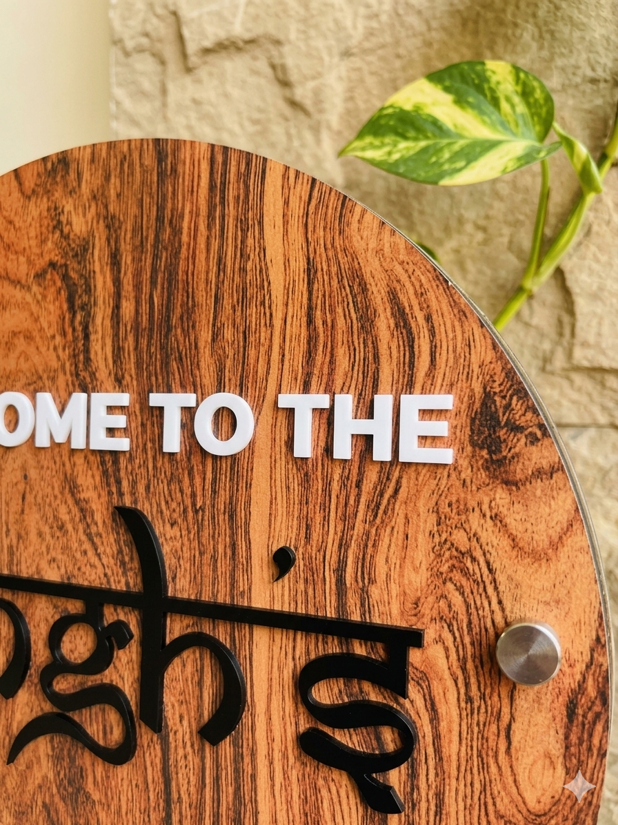 Wooden Welcome Name Plate